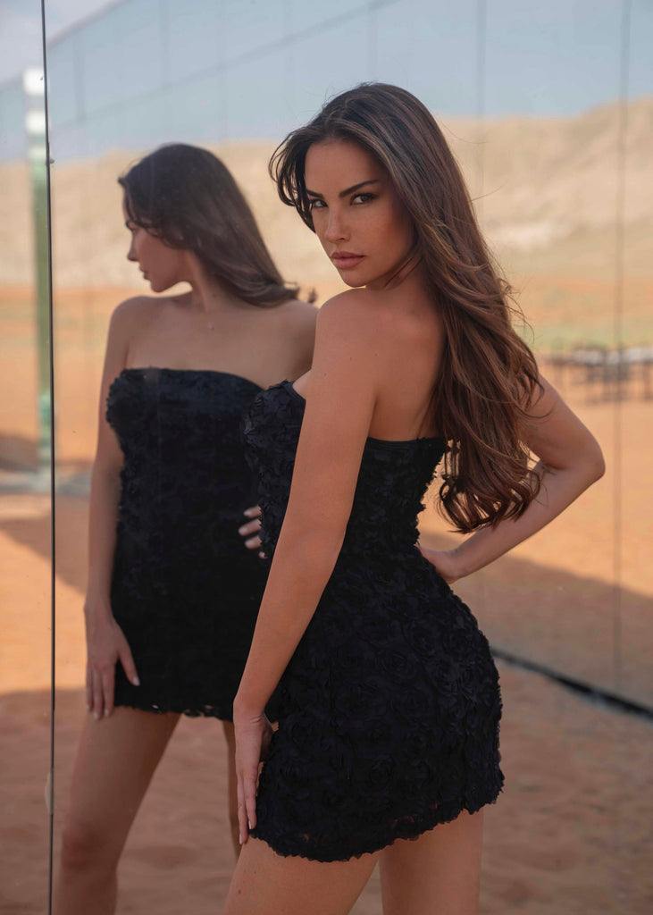 THE JUX TEXTURED MINI DRESS LemonLunar 