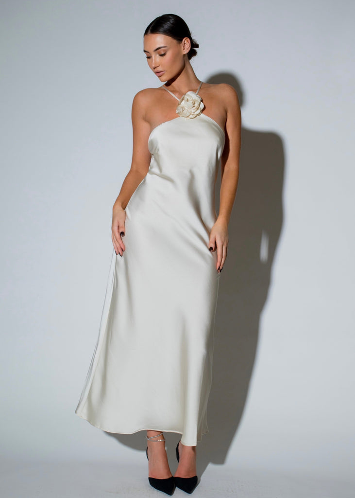 THE LEIA SATIN FLOATY DRESS LemonLunar 