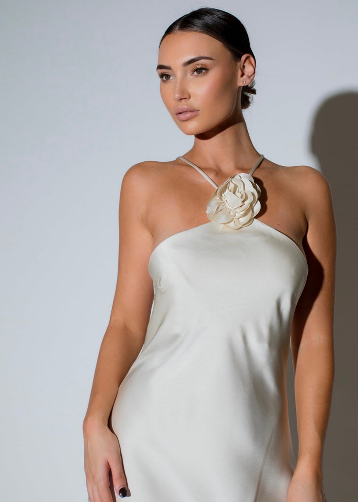 THE LEIA SATIN FLOATY DRESS LemonLunar 