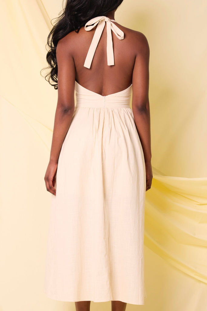 THE LYRA FLOATY MIDI DRESS BEIGE LemonLunar 