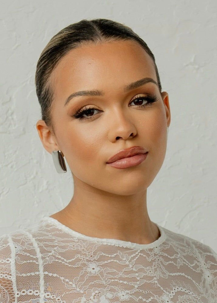 18k Chunky Rectangle Stud Earrings Lemon Lunar UK clothes