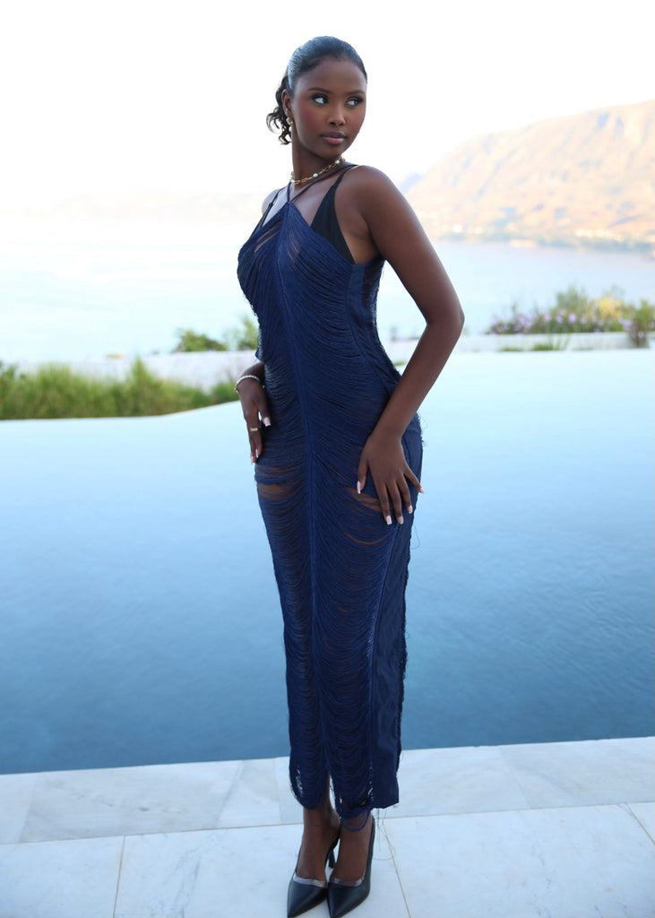 THE BLUE TASSEL MAXI DRESS LemonLunar 