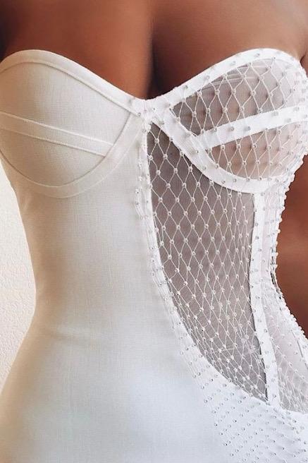 The Nova Bandage Dress Diamanté Detailing LemonLunar clothes