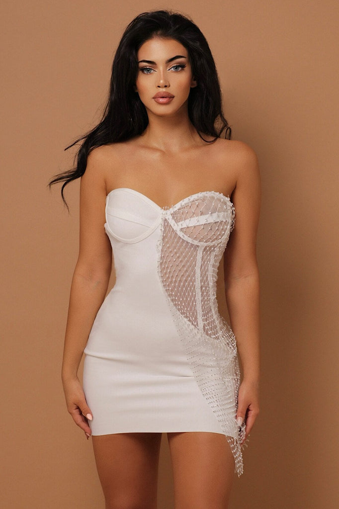 The Nova Bandage Dress Diamanté Detailing LemonLunar clothes