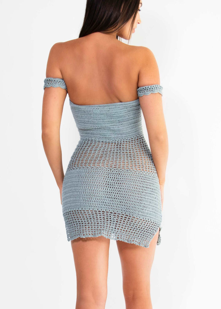 THE CHLOE CROCHET DRESS LAKE BLUE Lemon Lunar UK clothes