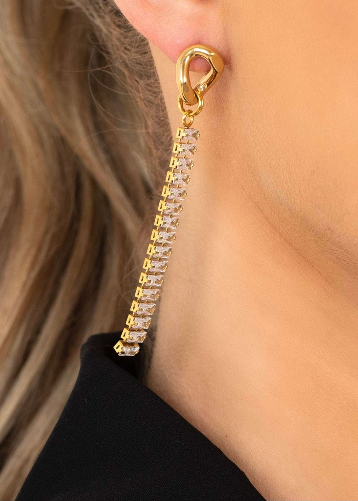 14k Gold Plated Diamante Earrings Lemon Lunar UK clothes