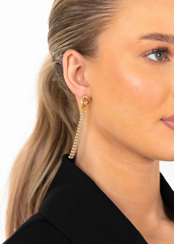 14k Gold Plated Diamante Earrings Lemon Lunar UK clothes