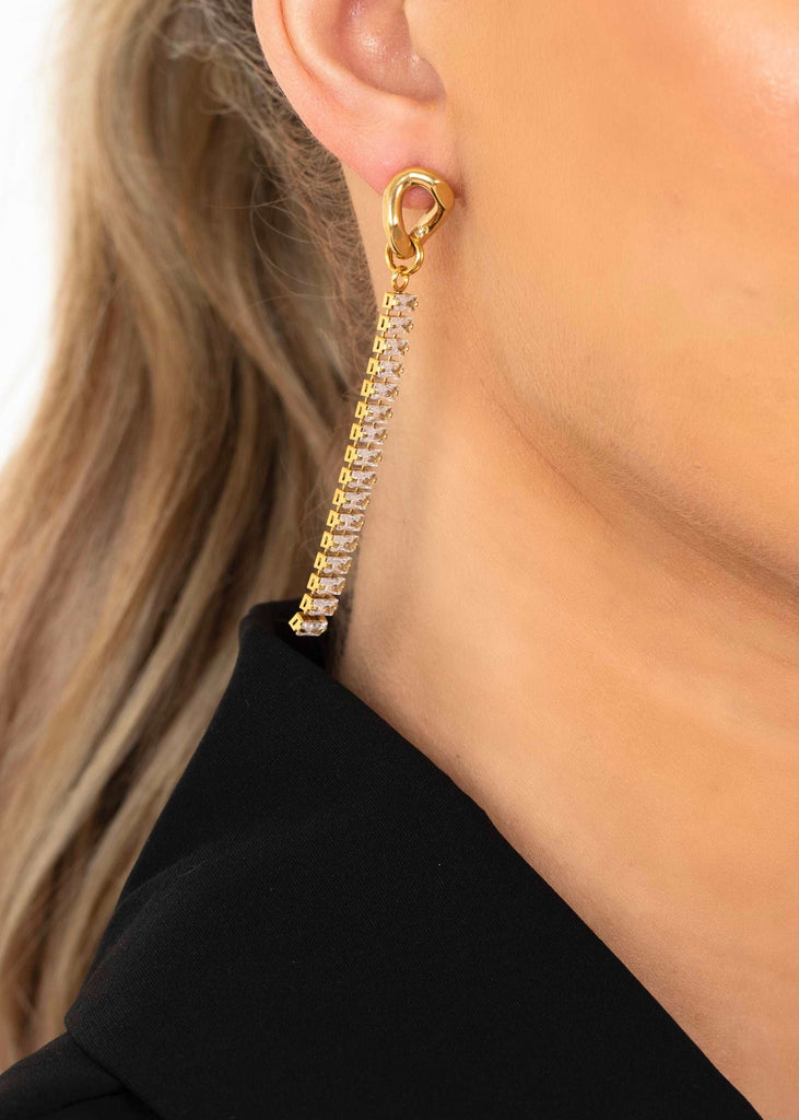 14k Gold Plated Diamante Earrings Lemon Lunar UK clothes