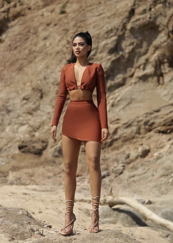 The Brianna Glitter Detail Bandage Two Piece LemonLunar clothes