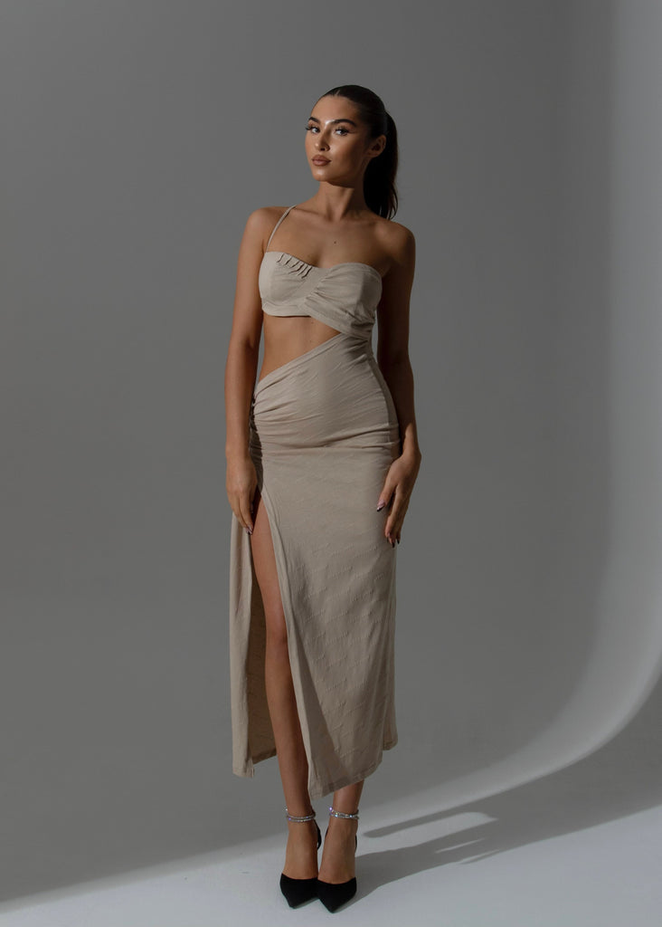 THE LEMONLUNAR MIDI DRESS BEIGE LemonLunar Dresses