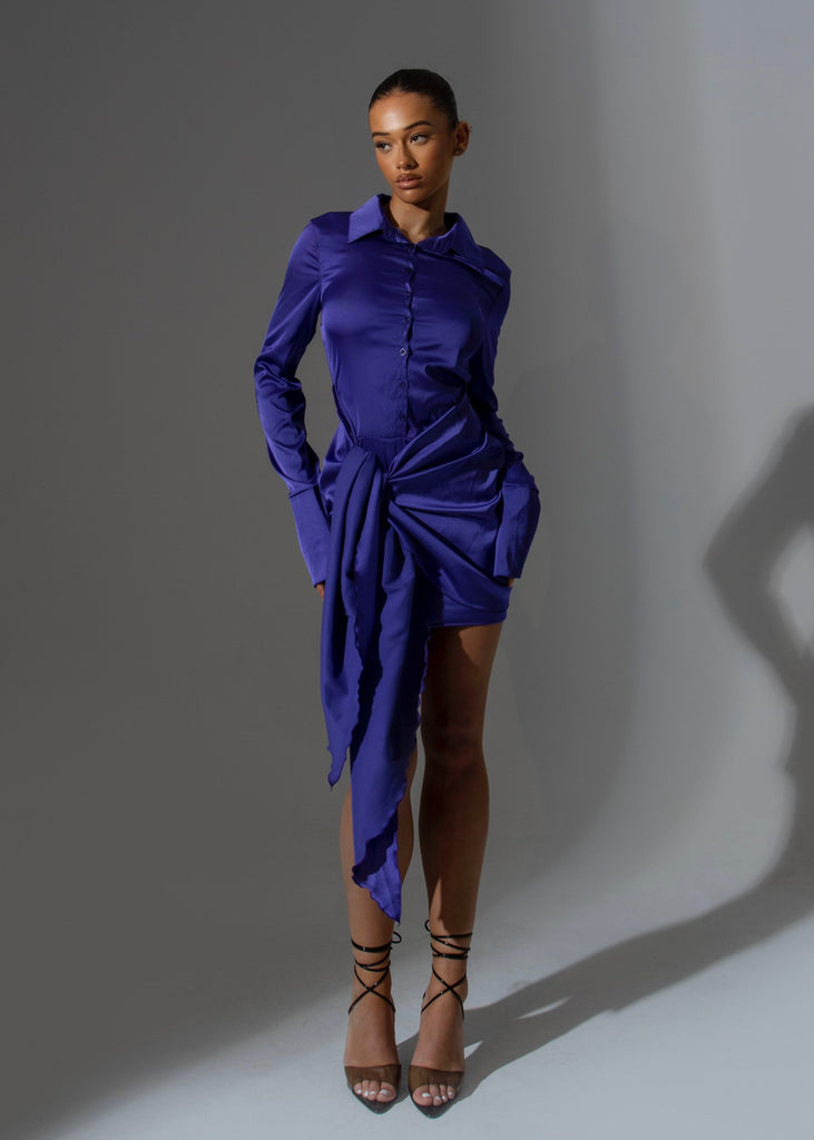 THE TIE SIDE SHIRT DRESS PURPLE LemonLunar clothes