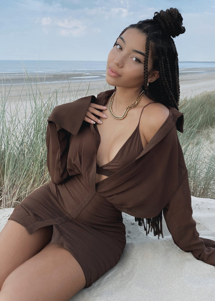 THE ROSETTA BROWN SHIRT DRESS LemonLunar clothes