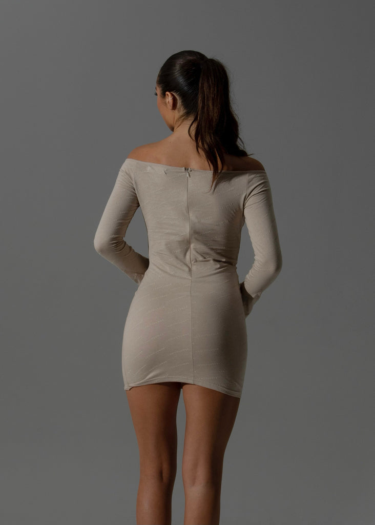 THE LOLA LEMONLUNAR MINI DRESS BEIGE CUT OUT LemonLunar Dresses