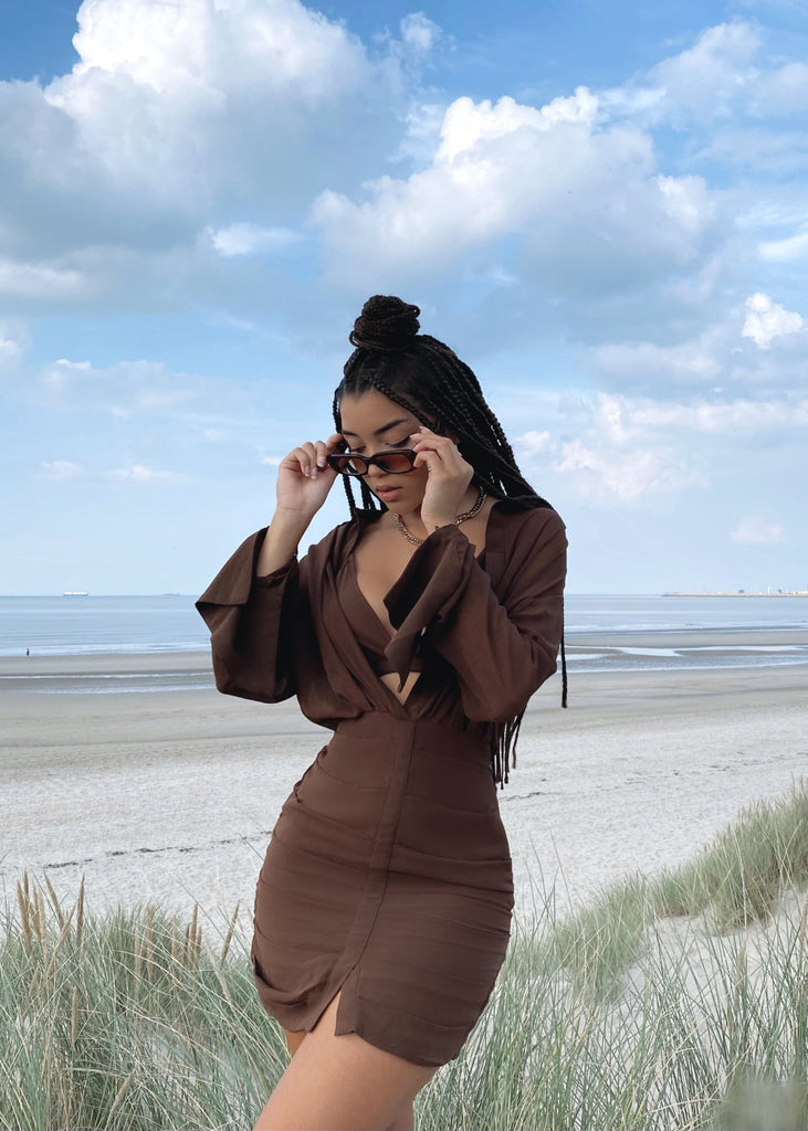 THE ROSETTA BROWN SHIRT DRESS LemonLunar clothes