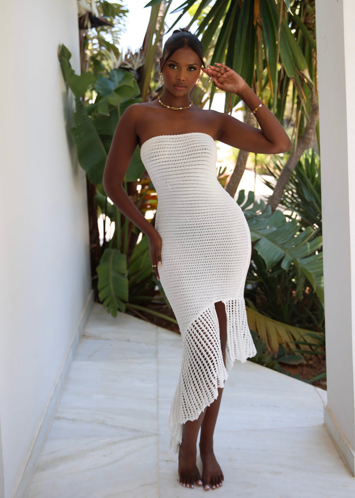 THE WHITE BANDEAU CROCHET DRESS LemonLunar 