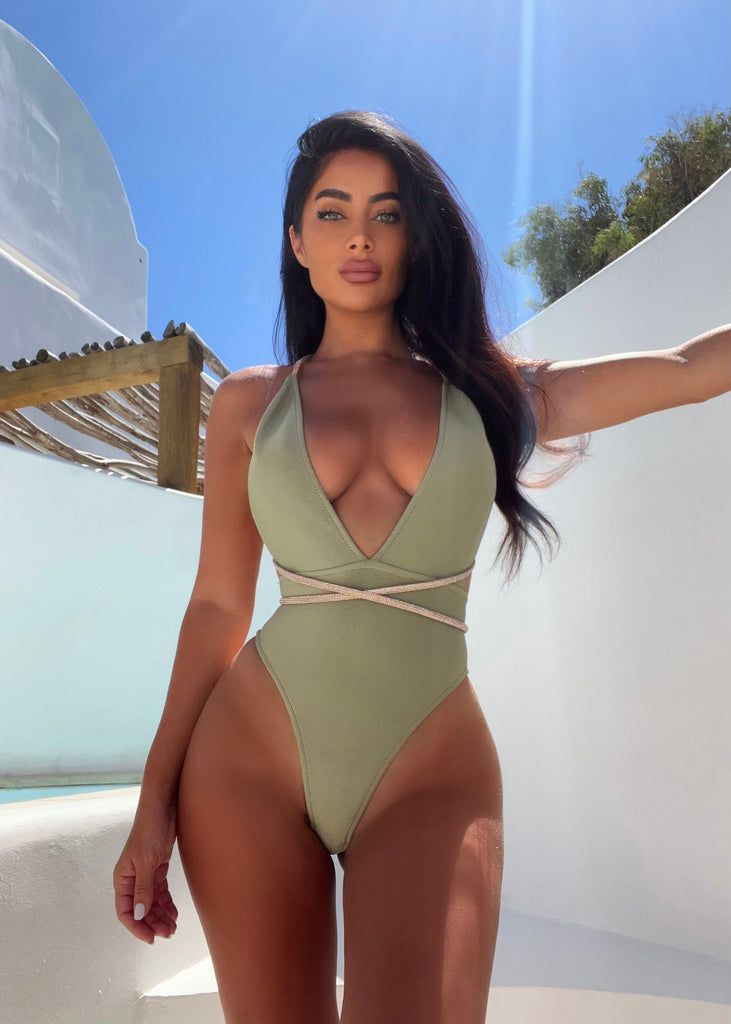 THE GEGE BANDAGE SWIMSUIT DIAMANTE TIE STRAPS MULTIWAY LemonLunar Dresses