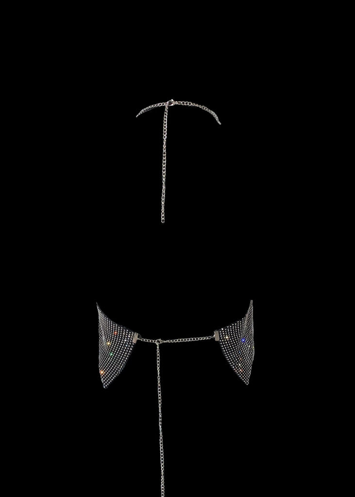 THE KATLYN MESH DIAMANTE TOP BLACK LemonLunar clothes