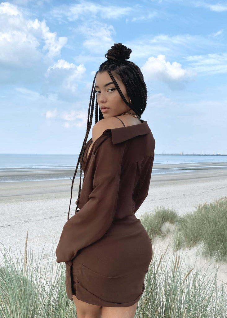 THE ROSETTA BROWN SHIRT DRESS LemonLunar clothes