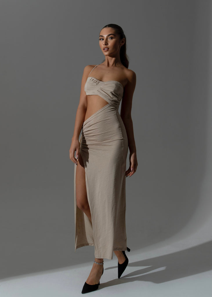 THE LEMONLUNAR MIDI DRESS BEIGE LemonLunar Dresses