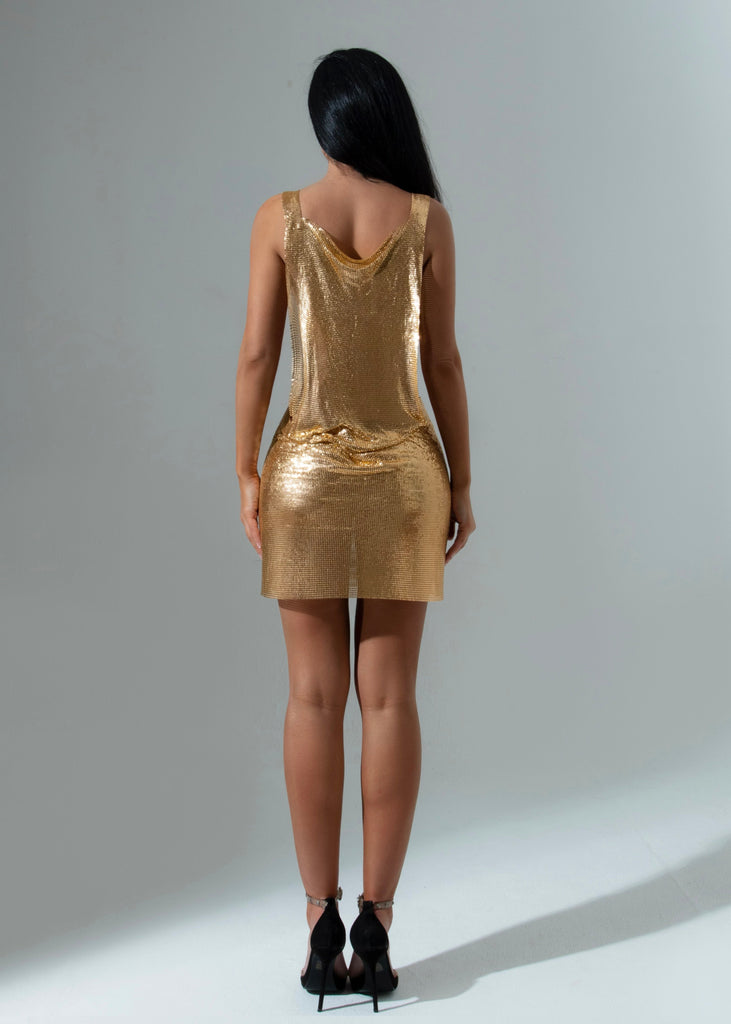 THE SASHA CHAINMAIL DRESS GOLD LemonLunar clothes